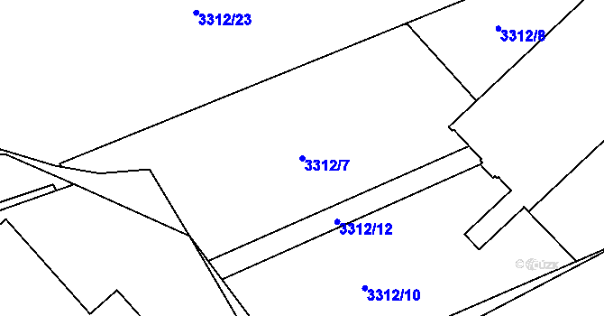 Parcela st. 3312/7 v KÚ Česká Třebová, Katastrální mapa