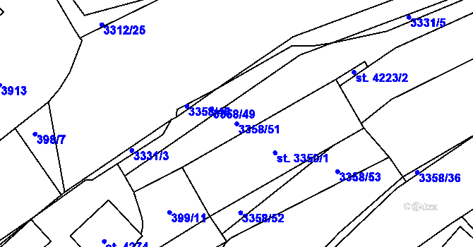 Parcela st. 3358/51 v KÚ Česká Třebová, Katastrální mapa