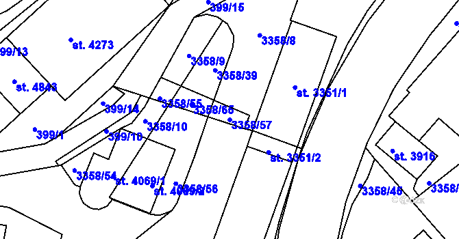 Parcela st. 3358/57 v KÚ Česká Třebová, Katastrální mapa