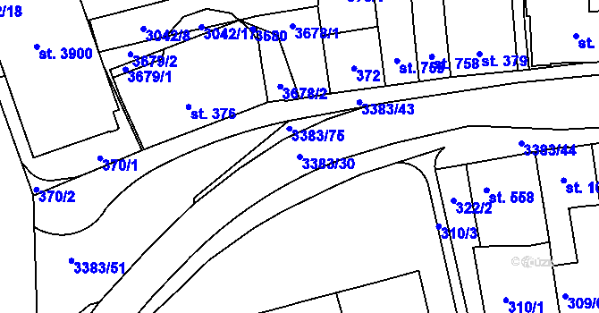 Parcela st. 3383/30 v KÚ Česká Třebová, Katastrální mapa