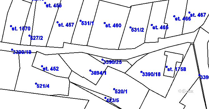 Parcela st. 3390/19 v KÚ Česká Třebová, Katastrální mapa
