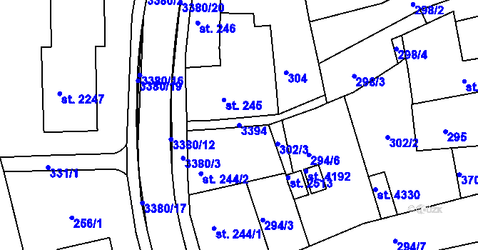 Parcela st. 3394 v KÚ Česká Třebová, Katastrální mapa