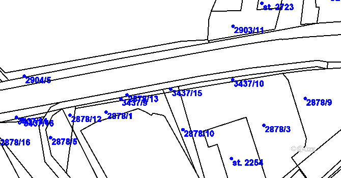 Parcela st. 3437/15 v KÚ Česká Třebová, Katastrální mapa