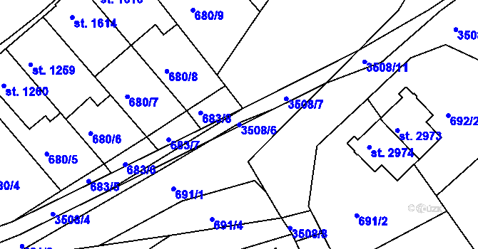 Parcela st. 3508/6 v KÚ Česká Třebová, Katastrální mapa
