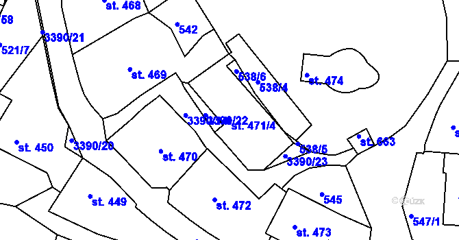 Parcela st. 471/4 v KÚ Česká Třebová, Katastrální mapa