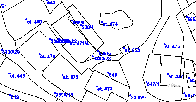 Parcela st. 538/5 v KÚ Česká Třebová, Katastrální mapa