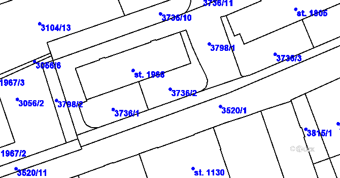 Parcela st. 3736/2 v KÚ Česká Třebová, Katastrální mapa