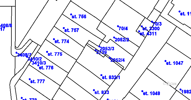 Parcela st. 3739 v KÚ Česká Třebová, Katastrální mapa
