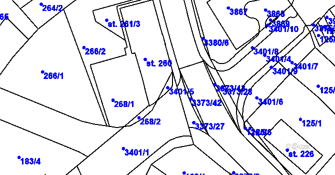 Parcela st. 3401/5 v KÚ Česká Třebová, Katastrální mapa