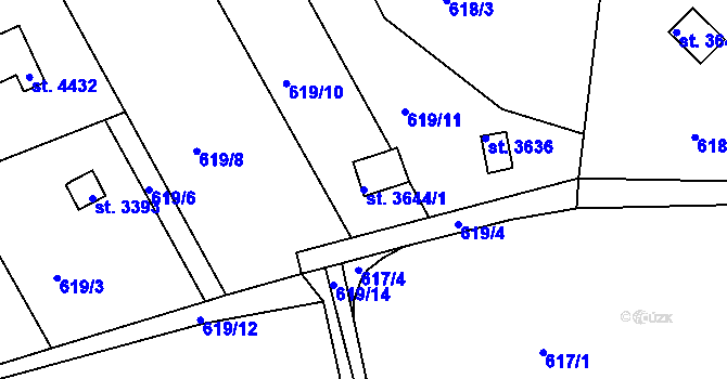 Parcela st. 3644/1 v KÚ Česká Třebová, Katastrální mapa