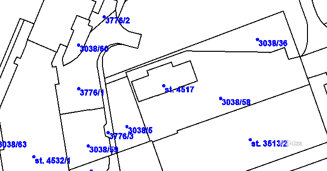 Parcela st. 4517 v KÚ Česká Třebová, Katastrální mapa