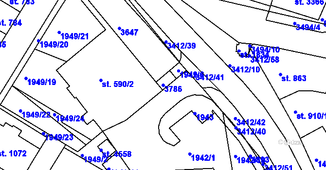 Parcela st. 3786 v KÚ Česká Třebová, Katastrální mapa