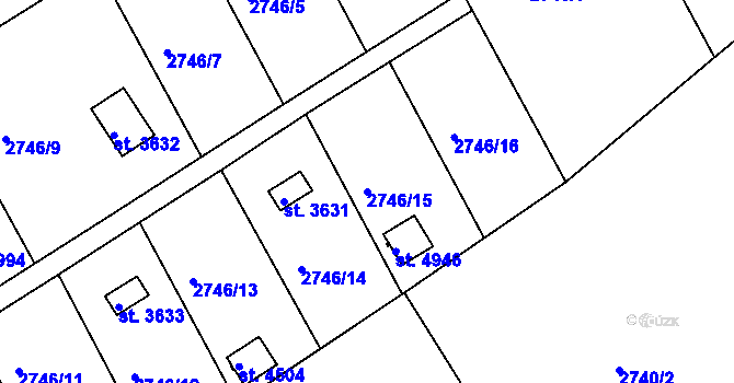 Parcela st. 2746/15 v KÚ Česká Třebová, Katastrální mapa