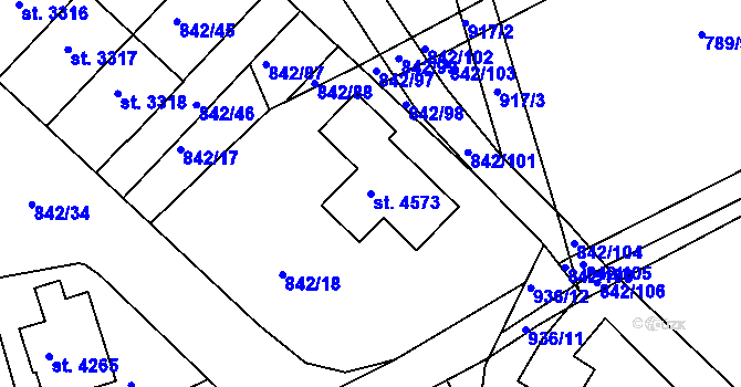 Parcela st. 4573 v KÚ Česká Třebová, Katastrální mapa