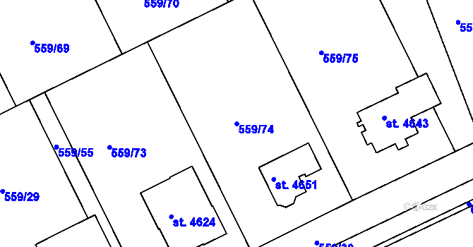 Parcela st. 559/74 v KÚ Česká Třebová, Katastrální mapa