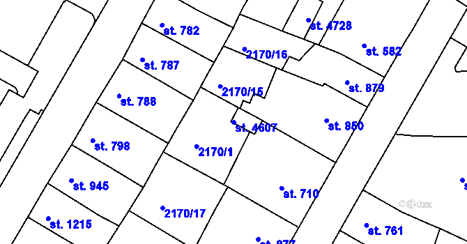 Parcela st. 4607 v KÚ Česká Třebová, Katastrální mapa