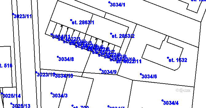 Parcela st. 4622/9 v KÚ Česká Třebová, Katastrální mapa