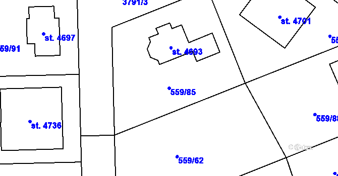 Parcela st. 559/85 v KÚ Česká Třebová, Katastrální mapa