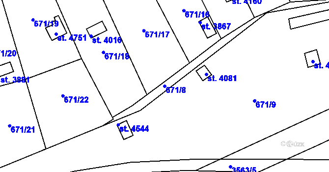 Parcela st. 671/8 v KÚ Česká Třebová, Katastrální mapa