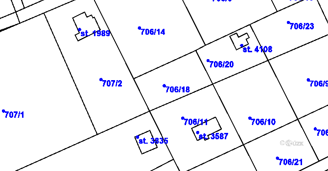Parcela st. 706/18 v KÚ Česká Třebová, Katastrální mapa