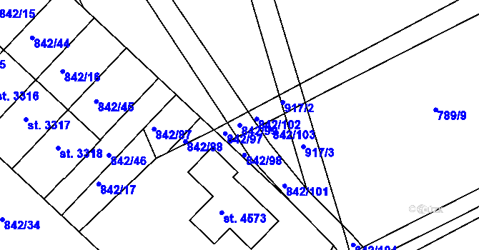 Parcela st. 842/99 v KÚ Česká Třebová, Katastrální mapa
