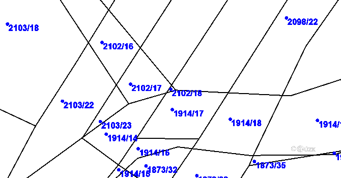 Parcela st. 2102/18 v KÚ Česká Třebová, Katastrální mapa