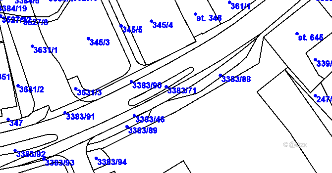 Parcela st. 3383/71 v KÚ Česká Třebová, Katastrální mapa