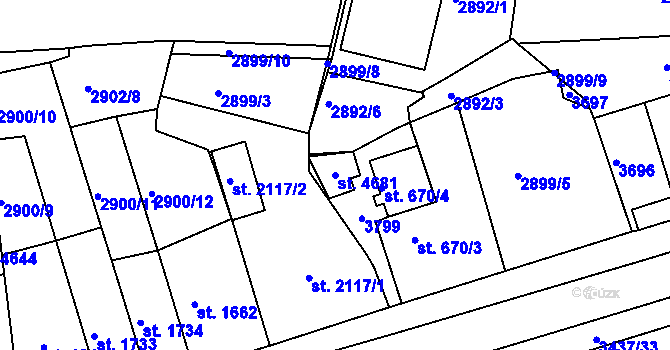 Parcela st. 4681 v KÚ Česká Třebová, Katastrální mapa