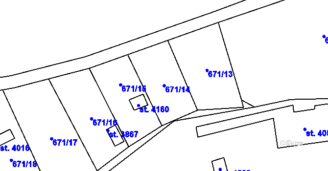 Parcela st. 671/14 v KÚ Česká Třebová, Katastrální mapa