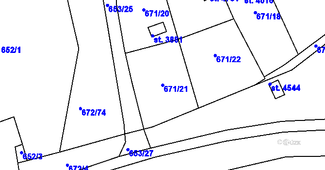 Parcela st. 671/21 v KÚ Česká Třebová, Katastrální mapa
