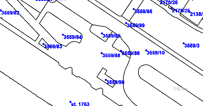 Parcela st. 3559/88 v KÚ Česká Třebová, Katastrální mapa