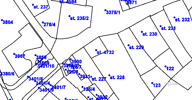 Parcela st. 4732 v KÚ Česká Třebová, Katastrální mapa