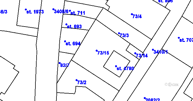 Parcela st. 73/15 v KÚ Česká Třebová, Katastrální mapa