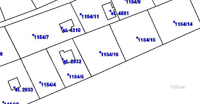 Parcela st. 1154/16 v KÚ Česká Třebová, Katastrální mapa