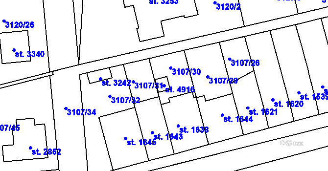 Parcela st. 4916 v KÚ Česká Třebová, Katastrální mapa