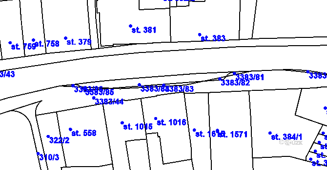 Parcela st. 3383/83 v KÚ Česká Třebová, Katastrální mapa