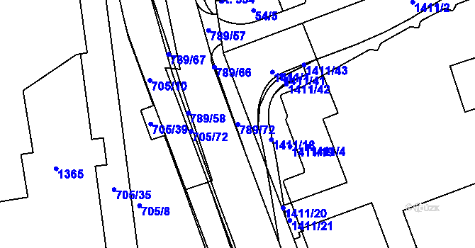 Parcela st. 789/72 v KÚ Parník, Katastrální mapa