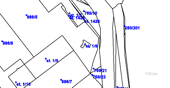 Parcela st. 1/8 v KÚ Parník, Katastrální mapa