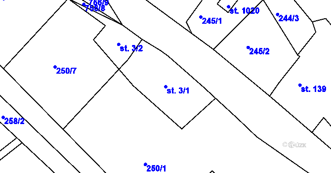 Parcela st. 3/1 v KÚ Parník, Katastrální mapa