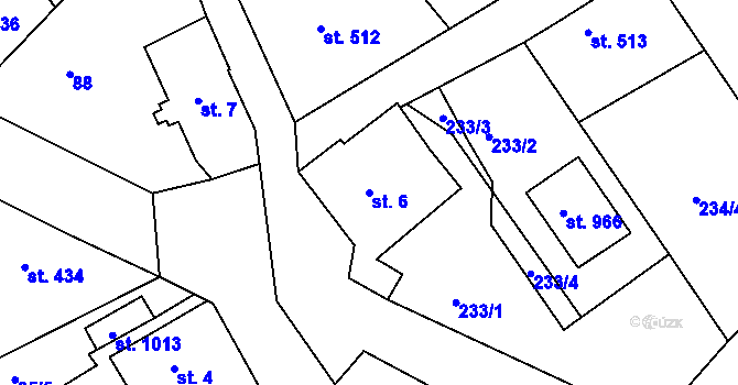 Parcela st. 6 v KÚ Parník, Katastrální mapa