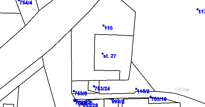 Parcela st. 27 v KÚ Parník, Katastrální mapa