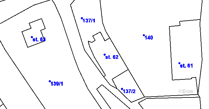 Parcela st. 62 v KÚ Parník, Katastrální mapa