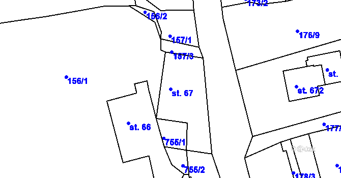 Parcela st. 67 v KÚ Parník, Katastrální mapa
