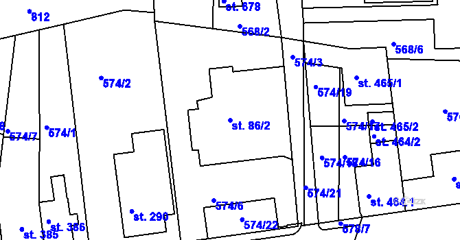 Parcela st. 86/2 v KÚ Parník, Katastrální mapa