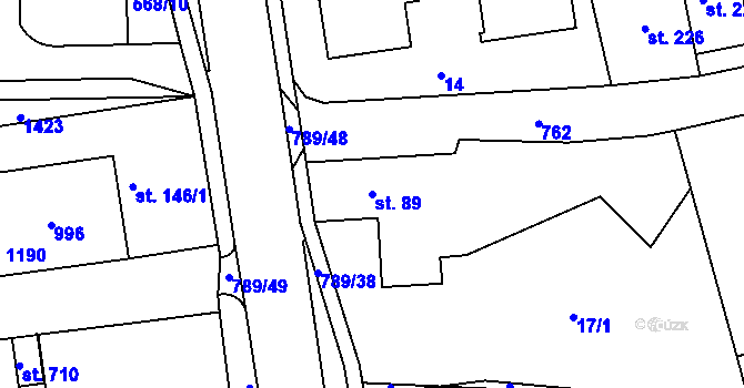 Parcela st. 89 v KÚ Parník, Katastrální mapa