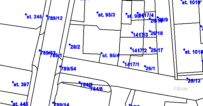 Parcela st. 95/4 v KÚ Parník, Katastrální mapa