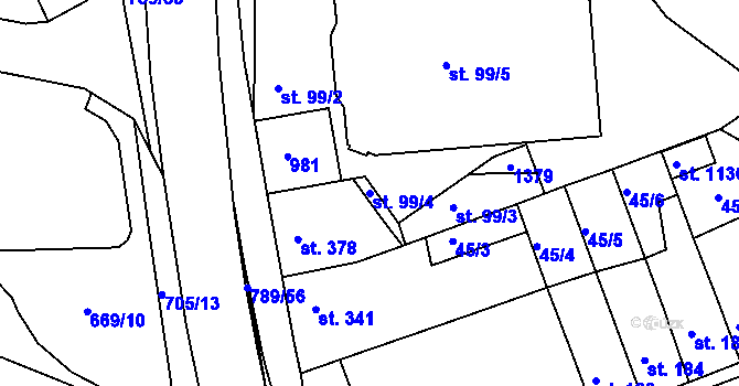 Parcela st. 99/4 v KÚ Parník, Katastrální mapa