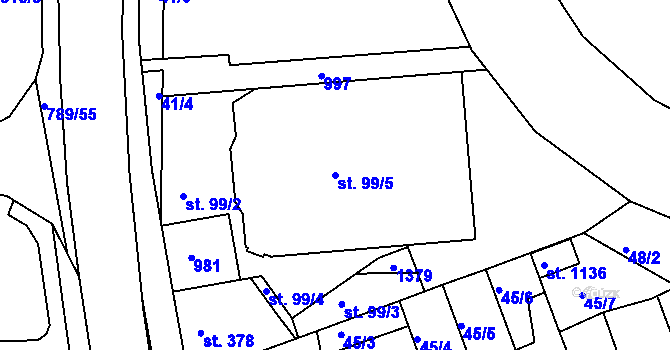Parcela st. 99/5 v KÚ Parník, Katastrální mapa