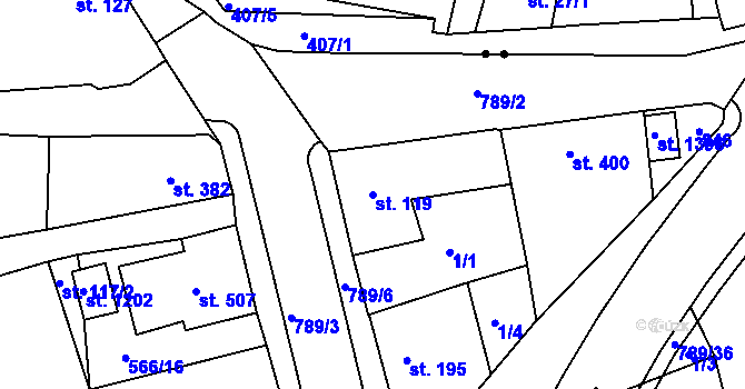 Parcela st. 119 v KÚ Parník, Katastrální mapa