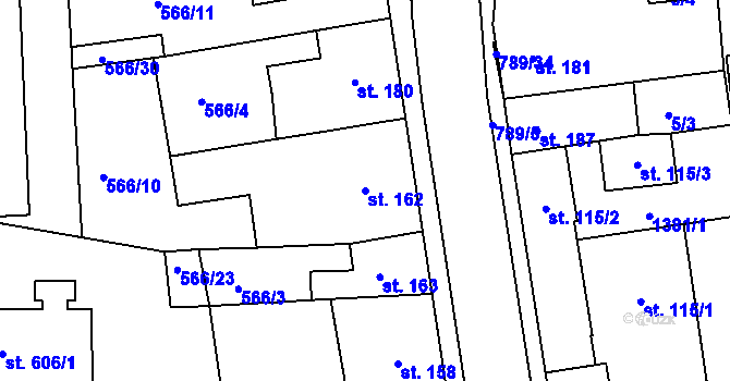 Parcela st. 162 v KÚ Parník, Katastrální mapa